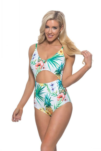 Pineapple cutout one piece swimsuit - Faylinn & Co