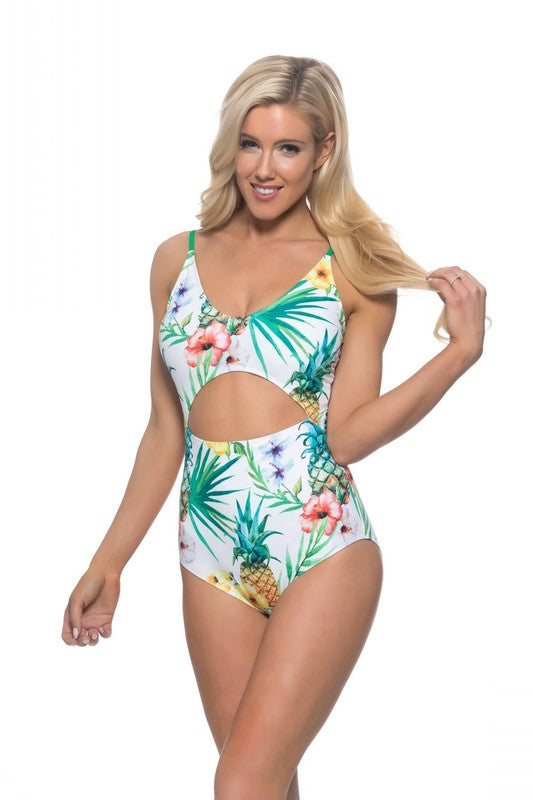 Pineapple cutout one piece swimsuit - Faylinn & Co