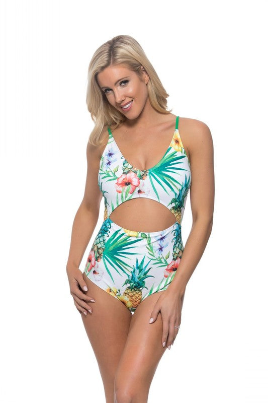 Pineapple cutout one piece swimsuit - Faylinn & Co