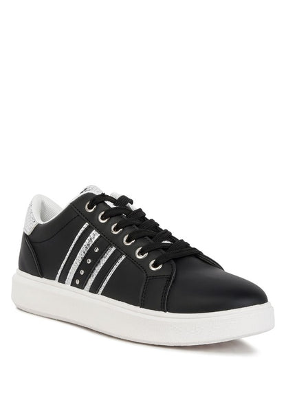 Claude Faux Leather Back Panel Detail Sneakers - Faylinn & Co