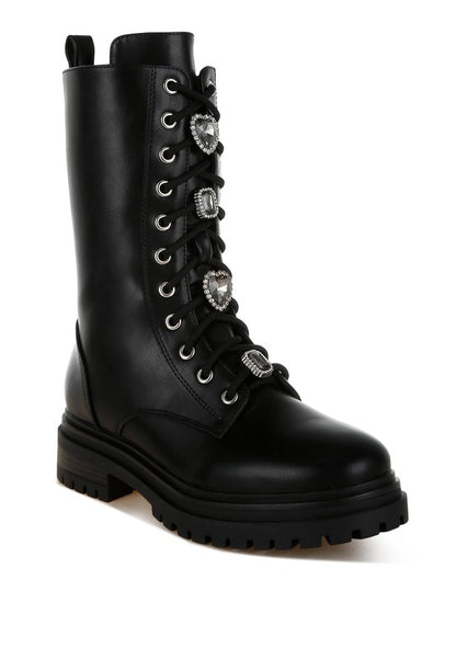 Nimba Rhinestone jewelled Chunky Boots - Faylinn & Co