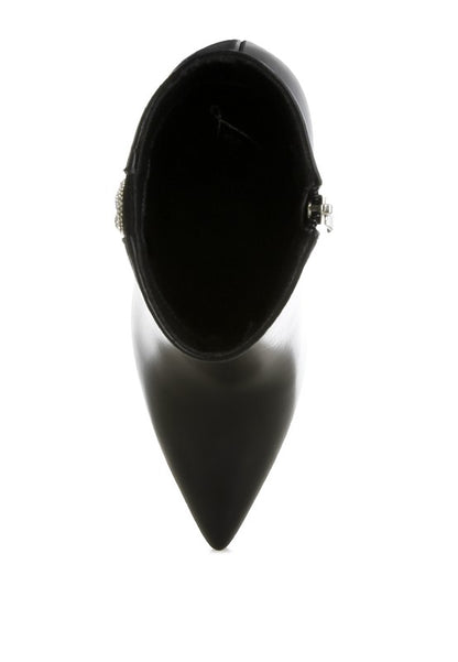 Kalina Rhinestones Chain Detail Boots - Faylinn & Co