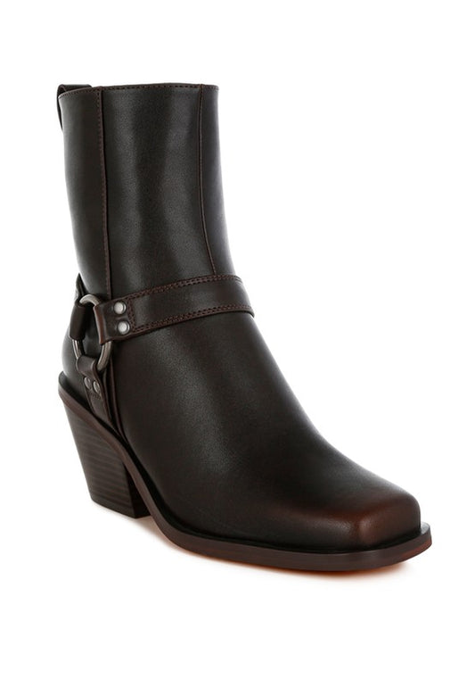 Baccata Elevated Harness Detail Ankle Boots - Faylinn & Co