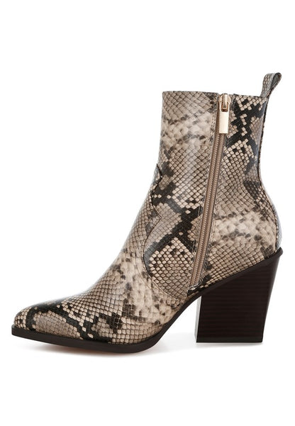 Cornus Snake Print Ankle Boots - Faylinn & Co