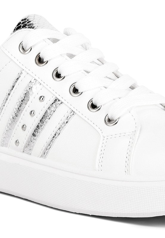 Claude Faux Leather Back Panel Detail Sneakers - Faylinn & Co