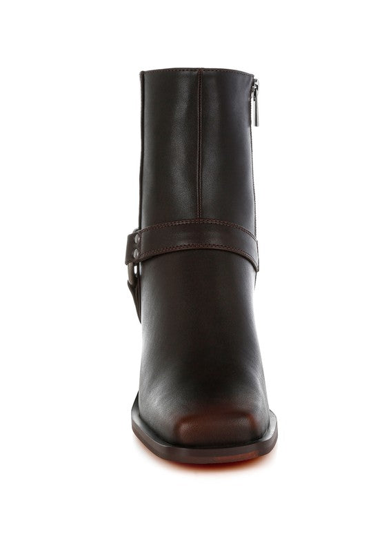 Baccata Elevated Harness Detail Ankle Boots - Faylinn & Co