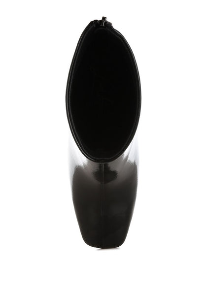 Kostaka Patent Square Toe Ankle Boots - Faylinn & Co