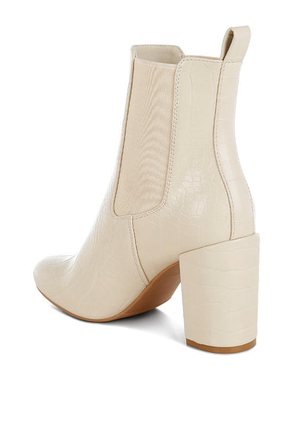 Babbel Faux Leather Block Heel Ankle Boots - Faylinn & Co