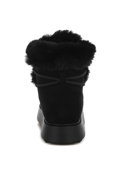 Bunting Faux Fur Collar Flatform Boots - Faylinn & Co