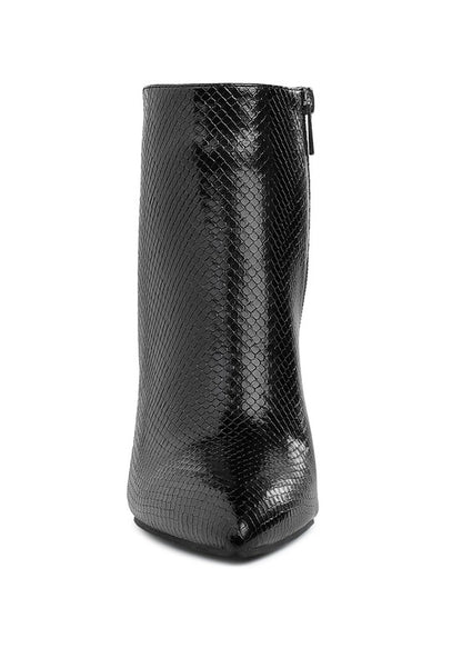 Tatria Textured Stiletto Heel Ankle Boots - Faylinn & Co