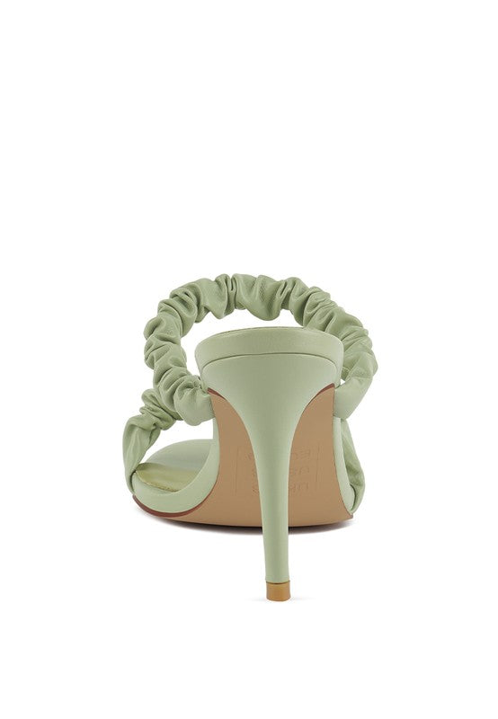 QUALIE GATHERED AROUND SLIP-ON HEELED SANDAL - Faylinn & Co