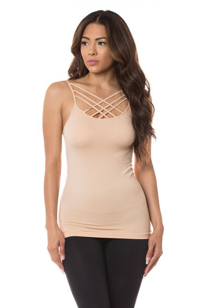 Womens Seamless Triple Criss-Cross Front Cami - Faylinn & Co