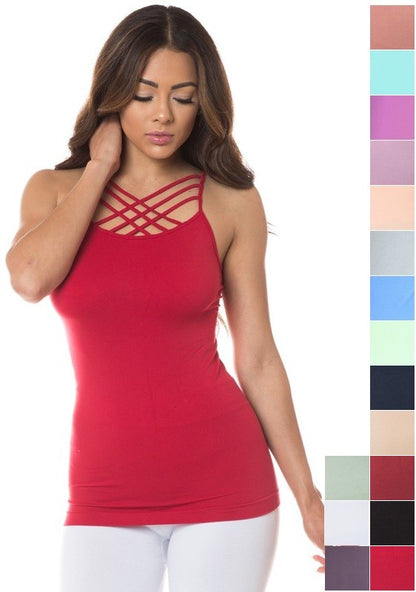 Womens Seamless Triple Criss-Cross Front Cami - Faylinn & Co