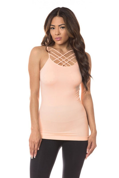 Womens Seamless Triple Criss-Cross Front Cami - Faylinn & Co