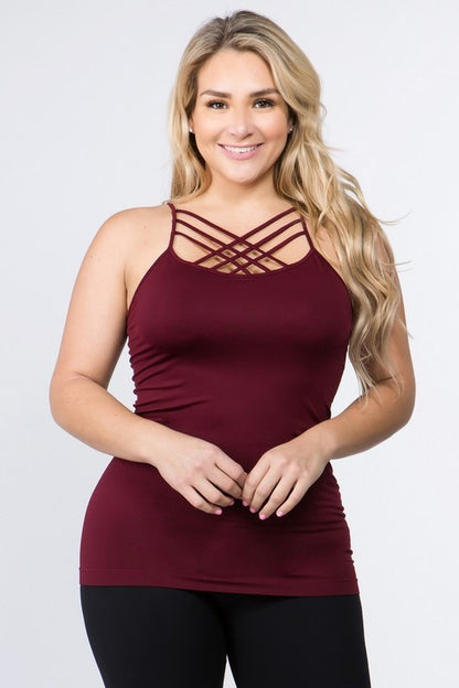 Womens Seamless Triple Criss-Cross Front Cami - Faylinn & Co