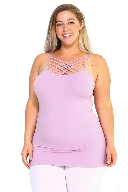 Womens Seamless Triple Criss-Cross Front Cami - Faylinn & Co