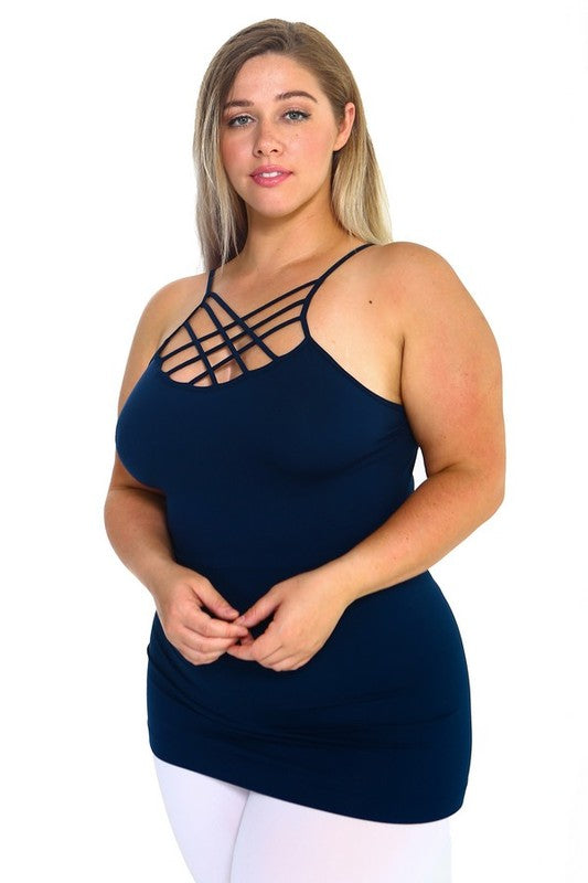 Womens Seamless Triple Criss-Cross Front Cami - Faylinn & Co