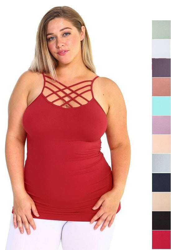 Womens Seamless Triple Criss-Cross Front Cami - Faylinn & Co