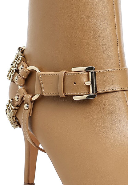 Nicene Harness Detail Stiletto Boots - Faylinn & Co