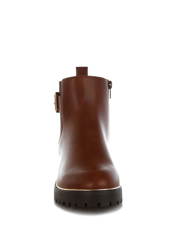 Antorin Chunky Buckle Detail Ankle Boots - Faylinn & Co