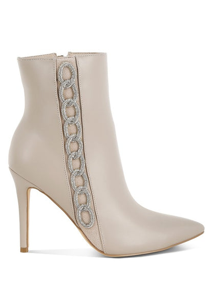 Kalina Rhinestones Chain Detail Boots - Faylinn & Co