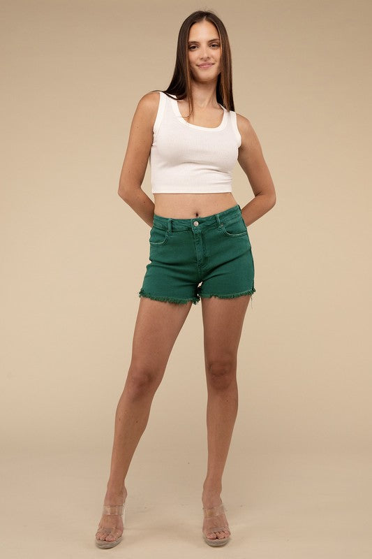 Acid Washed Frayed Cutoff Hem Shorts - Faylinn & Co