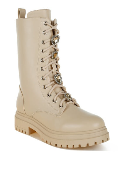 Nimba Rhinestone jewelled Chunky Boots - Faylinn & Co