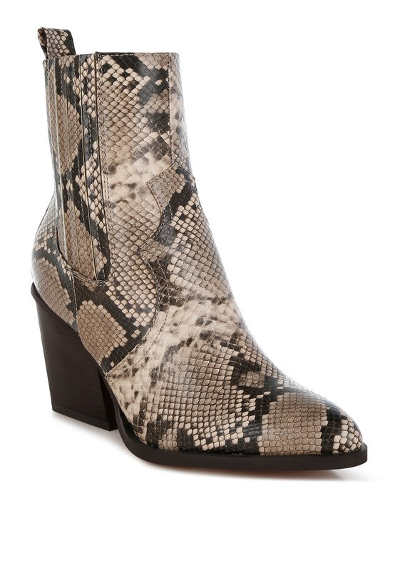Cornus Snake Print Ankle Boots - Faylinn & Co