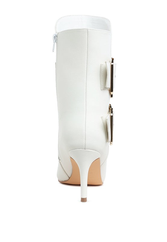 Ebera Chunky Buckle Strap Ankle Boots - Faylinn & Co