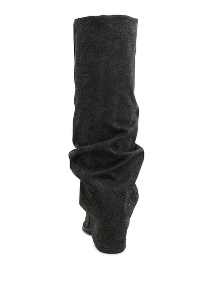 Capella Fold-Over Slouchy Denim Boot - Faylinn & Co