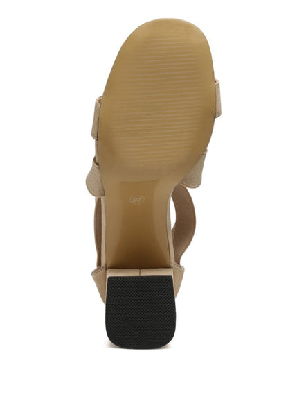Benicia Elastic Strappy Block Heel Sandals - Faylinn & Co