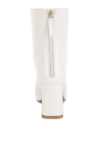 Kostaka Patent Square Toe Ankle Boots - Faylinn & Co