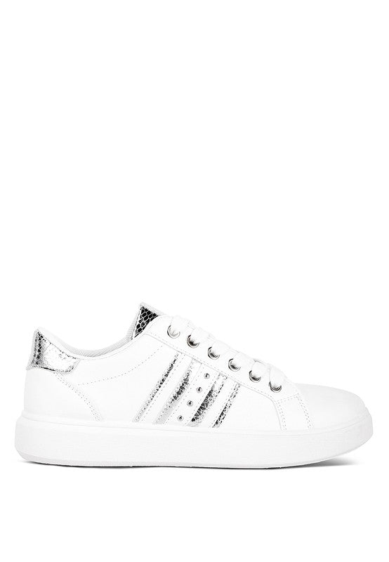 Claude Faux Leather Back Panel Detail Sneakers - Faylinn & Co