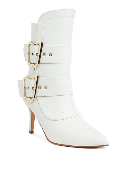 Ebera Chunky Buckle Strap Ankle Boots - Faylinn & Co