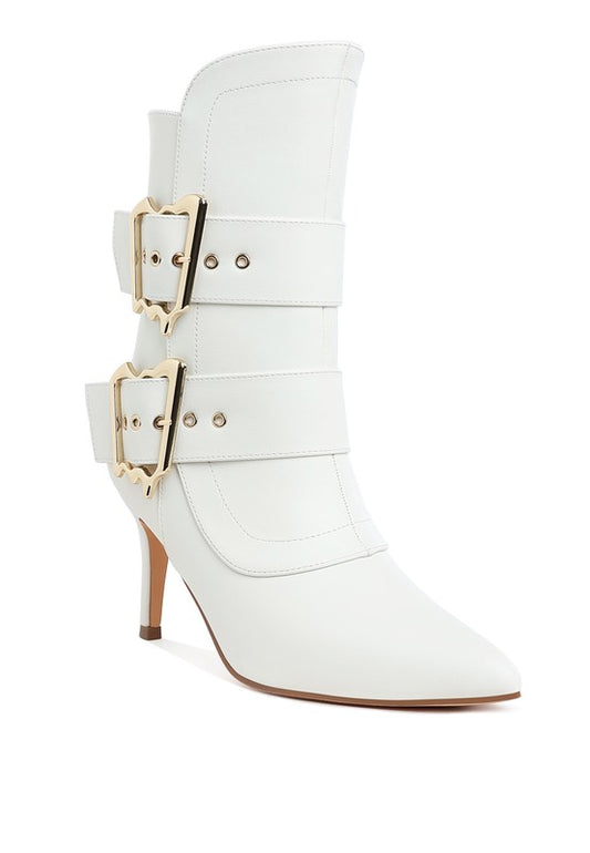 Ebera Chunky Buckle Strap Ankle Boots - Faylinn & Co