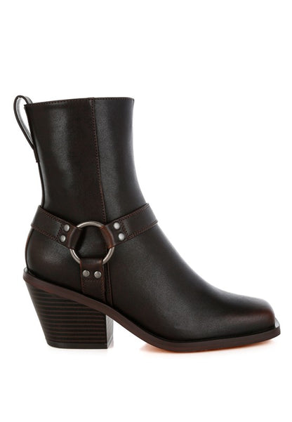 Baccata Elevated Harness Detail Ankle Boots - Faylinn & Co