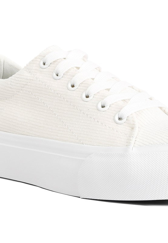Hyra Solid Flatform Canvas Sneakers - Faylinn & Co