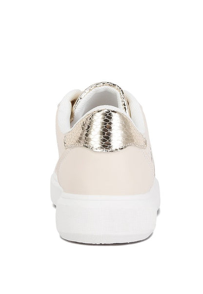 Claude Faux Leather Back Panel Detail Sneakers - Faylinn & Co