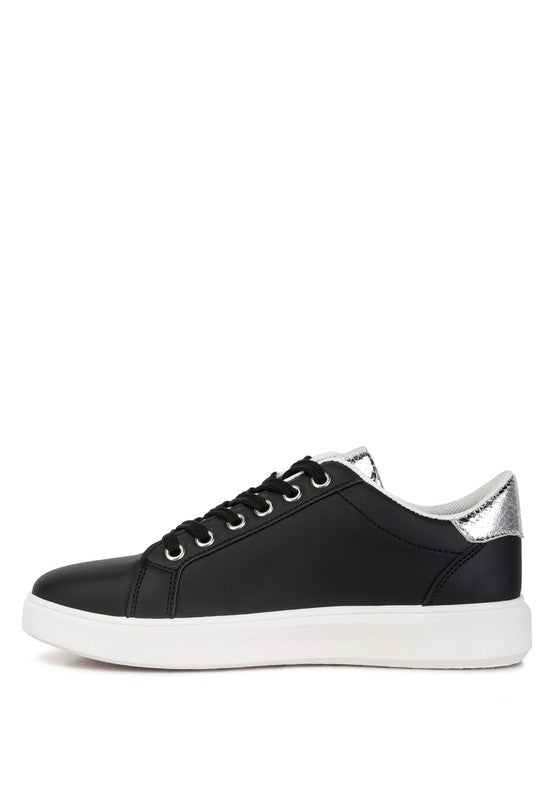 Claude Faux Leather Back Panel Detail Sneakers - Faylinn & Co