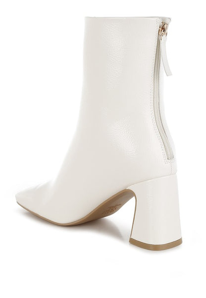 Kostaka Patent Square Toe Ankle Boots - Faylinn & Co