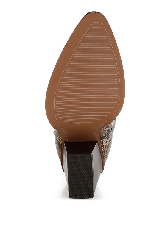 Cornus Snake Print Ankle Boots - Faylinn & Co