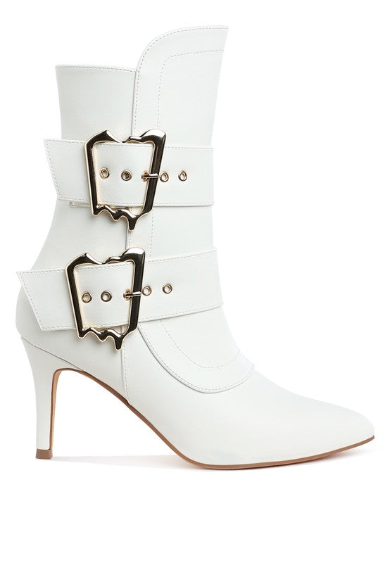 Ebera Chunky Buckle Strap Ankle Boots - Faylinn & Co