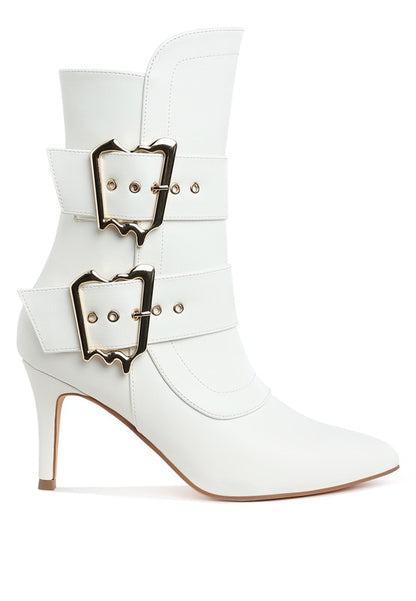 Ebera Chunky Buckle Strap Ankle Boots - Faylinn & Co