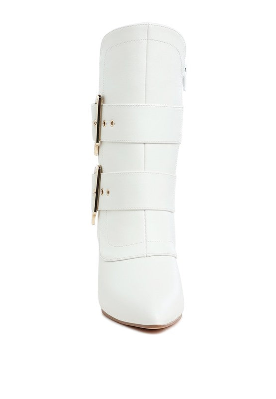 Ebera Chunky Buckle Strap Ankle Boots - Faylinn & Co