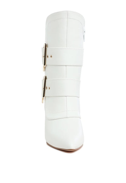 Ebera Chunky Buckle Strap Ankle Boots - Faylinn & Co
