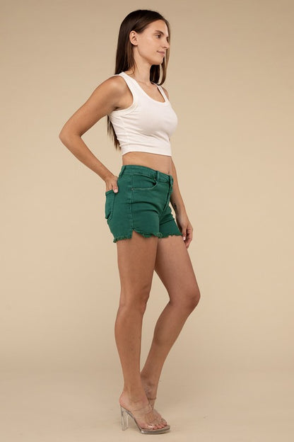 Acid Washed Frayed Cutoff Hem Shorts - Faylinn & Co