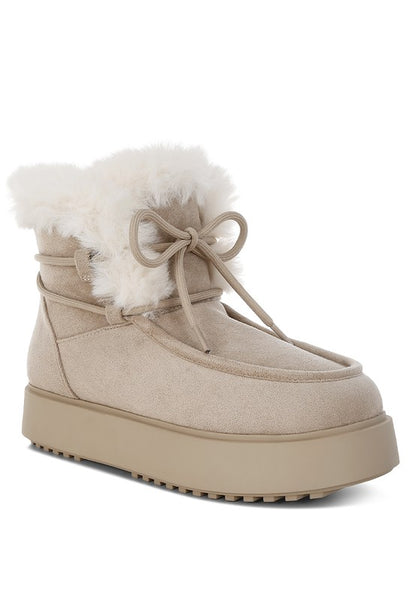 Bunting Faux Fur Collar Flatform Boots - Faylinn & Co