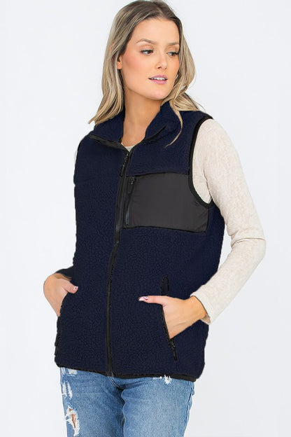 UNISEX WOMENS SHERPA FLEECE VEST TOP JACKET - Faylinn & Co
