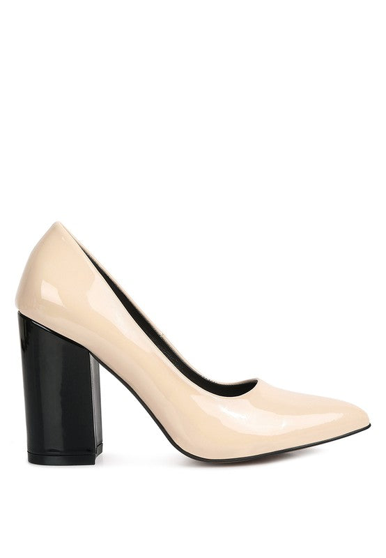 KAMIRA BLOCK HEELED FORMAL PUMPS - Faylinn & Co