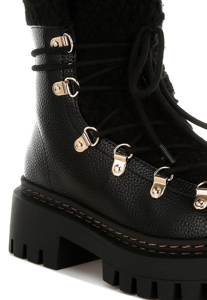 Omul Fleece & Faux Leather Boots - Faylinn & Co